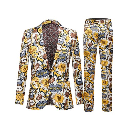 Yellow Men's Christmas Suits 2 Piece Patterned Tailored Fit Single Breasted One-button 2022
Yellow Men's Christmas Suits 2 Piece Patterned Tailored Fit Single Breasted One-button 2022