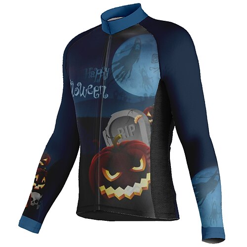 21Grams Men's Cycling Jersey Long Sleeve Bike Top with 3 Rear Pockets Mountain Bike MTB Road Bike Cycling Breathable Quick Dry Moisture Wicking Reflective Strips Dark Navy Graphic Halloween Polyester
21Grams Men's Cycling Jersey Long Sleeve Bike Top with 3 Rear Pockets Mountain Bike MTB Road Bike Cycling Breathable Quick Dry Moisture Wicking Reflective Strips Dark Navy Graphic Halloween Polyester