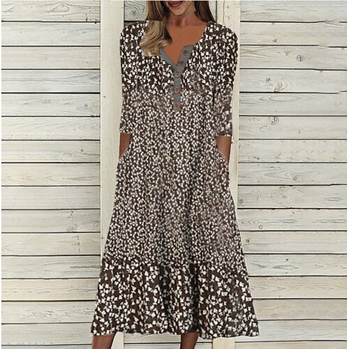 Dame Uformell kjole Midikjole Brun Halvlange ermer Polkadotter Trykt mønster Sommer Vår V-hals Mote 2023 S M L XL XXL 3XL
Dame Uformell kjole Midikjole Brun Halvlange ermer Polkadotter Trykt mønster Sommer Vår V-hals Mote 2023 S M L XL XXL 3XL