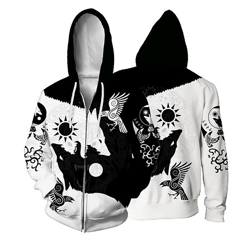 Men's Unisex Full Zip Hoodie Jacket Black And White Hooded Animal Graphic Prints Zipper Print Sports & Outdoor Daily Sports 3D Print Basic Streetwear Casual Spring & Fall Clothing Apparel Hoodies
Men's Unisex Full Zip Hoodie Jacket Black And White Hooded Animal Graphic Prints Zipper Print Sports & Outdoor Daily Sports 3D Print Basic Streetwear Casual Spring & Fall Clothing Apparel Hoodies