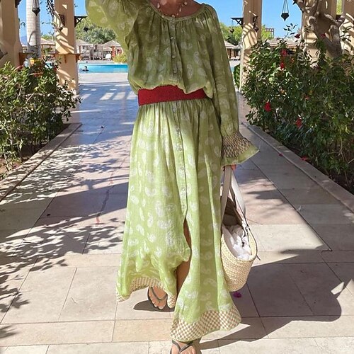 Women's Casual Dress Swing Dress Maxi long Dress Green Long Sleeve Polka Dot Split Print Fall Winter Round Neck Vacation Elegant Casual Flare Cuff Sleeve 2022 S M L XL / 3D Print
Women's Casual Dress Swing Dress Maxi long Dress Green Long Sleeve Polka Dot Split Print Fall Winter Round Neck Vacation Elegant Casual Flare Cuff Sleeve 2022 S M L XL / 3D Print