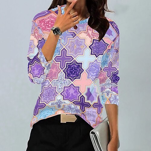 Women's T shirt Tee Green Purple Pink Graphic Print Long Sleeve Daily Weekend Basic Round Neck Regular Painting S / 3D Print
Women's T shirt Tee Green Purple Pink Graphic Print Long Sleeve Daily Weekend Basic Round Neck Regular Painting S / 3D Print