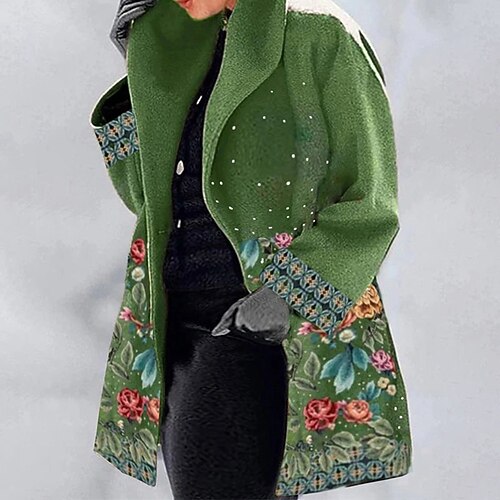 Women's Plus Size Coat Print Floral Causal Vacation Long Sleeve Turndown Long Fall Winter Green Dark Green L XL XXL 3XL
Women's Plus Size Coat Print Floral Causal Vacation Long Sleeve Turndown Long Fall Winter Green Dark Green L XL XXL 3XL