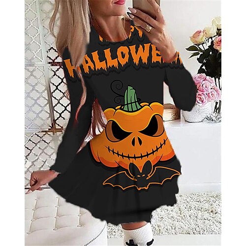 Women's Casual Dress Swing Dress Short Mini Dress Yellow Orange Light gray Dark Gray Black Long Sleeve Letter Pumpkin Print Fall Winter Round Neck Vacation Casual Halloween 2022 S M L XL 2XL 3XL 4XL
Women's Casual Dress Swing Dress Short Mini Dress Yellow Orange Light gray Dark Gray Black Long Sleeve Letter Pumpkin Print Fall Winter Round Neck Vacation Casual Halloween 2022 S M L XL 2XL 3XL 4XL