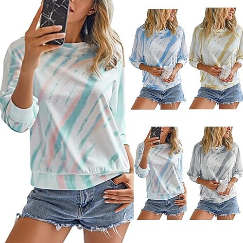 Women's T shirt Tee Striped Basic Round Neck Standard Spring pink greenish Blue Yellow Grey
Women's T shirt Tee Striped Basic Round Neck Standard Spring pink greenish Blue Yellow Grey