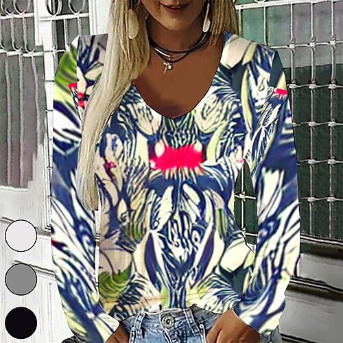 Women's T shirt Tee Green Graphic Geometric Print Long Sleeve Casual Daily Vintage V Neck Regular Geometric Painting S / 3D Print
Women's T shirt Tee Green Graphic Geometric Print Long Sleeve Casual Daily Vintage V Neck Regular Geometric Painting S / 3D Print