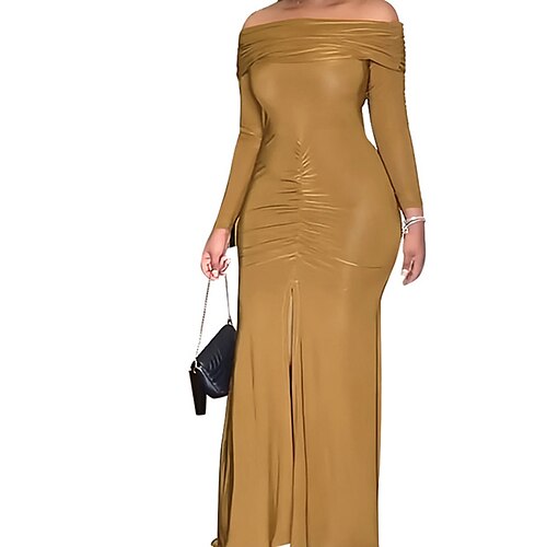 Women's Party Dress Bodycon Maxi long Dress Black Blue Red Brown Long Sleeve Pure Color Backless Split Cold Shoulder Fall Winter Off Shoulder Fashion Party 2022 S M L XL
Women's Party Dress Bodycon Maxi long Dress Black Blue Red Brown Long Sleeve Pure Color Backless Split Cold Shoulder Fall Winter Off Shoulder Fashion Party 2022 S M L XL