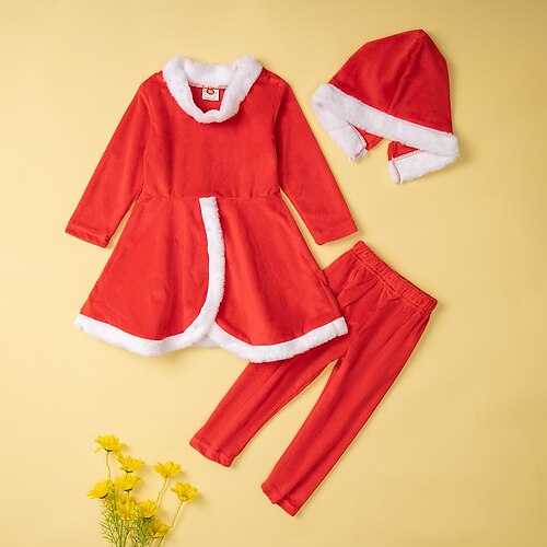 3 Pieces Kids Girls' Christmas Clothing Set Outfit Solid Color Long Sleeve Crewneck Cotton Set Party Casual Costume Winter 1-5 Years Red
3 Pieces Kids Girls' Christmas Clothing Set Outfit Solid Color Long Sleeve Crewneck Cotton Set Party Casual Costume Winter 1-5 Years Red