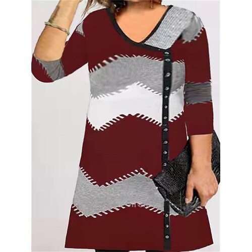 Women's Plus Size Casual Dress Color Block V Neck Long Sleeve Fall Winter Casual Short Mini Dress Causal Daily Dress / T Shirt Dress Tee Dress
Women's Plus Size Casual Dress Color Block V Neck Long Sleeve Fall Winter Casual Short Mini Dress Causal Daily Dress / T Shirt Dress Tee Dress
