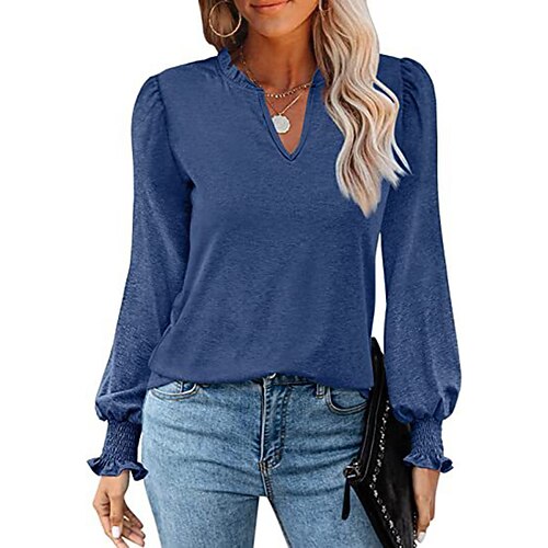 Women's T shirt Tee Green Blue Purple Plain Long Sleeve Daily Weekend Basic V Neck Regular Cotton S
Women's T shirt Tee Green Blue Purple Plain Long Sleeve Daily Weekend Basic V Neck Regular Cotton S