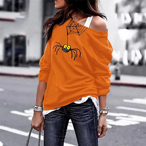 Women's Sweatshirt Pullover One Shoulder Spider Spider web Monograms Cold Shoulder Print Daily Sports Hot Stamping Active Streetwear Hoodies Sweatshirts Blue Gray
Women's Sweatshirt Pullover One Shoulder Spider Spider web Monograms Cold Shoulder Print Daily Sports Hot Stamping Active Streetwear Hoodies Sweatshirts Blue Gray