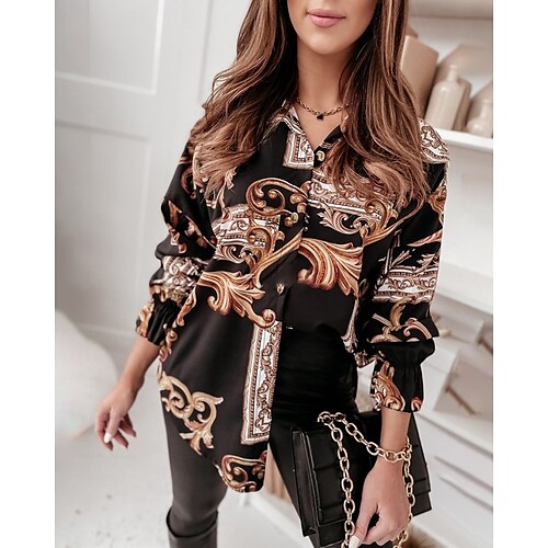 Women's Blouse Shirt Black Graphic Button Print Long Sleeve Daily Weekend Streetwear Casual Shirt Collar Regular S / 3D Print
Women's Blouse Shirt Black Graphic Button Print Long Sleeve Daily Weekend Streetwear Casual Shirt Collar Regular S / 3D Print