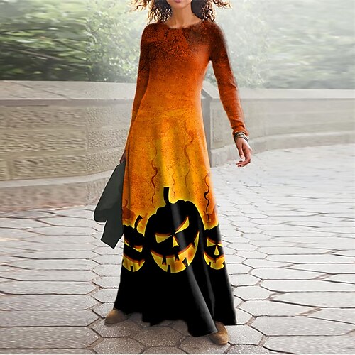 Women's Casual Dress Swing Dress Maxi long Dress Orange Long Sleeve Pumpkin Pocket Print Fall Winter V Neck Vacation Casual Halloween 2022 S M L XL XXL 3XL
Women's Casual Dress Swing Dress Maxi long Dress Orange Long Sleeve Pumpkin Pocket Print Fall Winter V Neck Vacation Casual Halloween 2022 S M L XL XXL 3XL