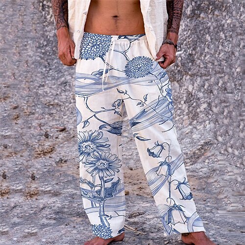 Men's Trousers Beach Pants Drawstring Elastic Waist 3D Print Graphic Prints Flower / Floral Comfort Breathable Casual Daily Holiday Streetwear Designer Blue
Men's Trousers Beach Pants Drawstring Elastic Waist 3D Print Graphic Prints Flower / Floral Comfort Breathable Casual Daily Holiday Streetwear Designer Blue
