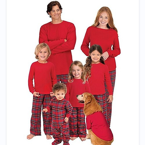 Family Look Christmas Pajamas Solid Color Plaid Home Red Long Sleeve Daily Matching Outfits
Family Look Christmas Pajamas Solid Color Plaid Home Red Long Sleeve Daily Matching Outfits