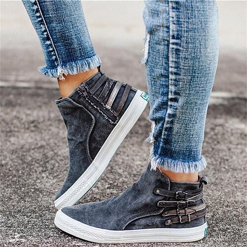 Women's Sneakers Outdoor Comfort Shoes Canvas Shoes Flat Heel Round Toe Business Minimalism Walking Shoes Synthetics Zipper Black Brown Blue
Women's Sneakers Outdoor Comfort Shoes Canvas Shoes Flat Heel Round Toe Business Minimalism Walking Shoes Synthetics Zipper Black Brown Blue