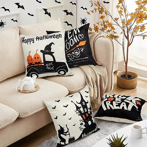 Halloween Double Side Cushion Cover 4PC Soft Decorative Square Throw Pillow Cover Cushion Case Pillowcase for Bedroom Livingroom Superior Quality Machine Washable Indoor Cushion for Sofa Couch Bed Chair Bat Witch Spider
Halloween Double Side Cushion Cover 4PC Soft Decorative Square Throw Pillow Cover Cushion Case Pillowcase for Bedroom Livingroom Superior Quality Machine Washable Indoor Cushion for Sofa Couch Bed Chair Bat Witch Spider