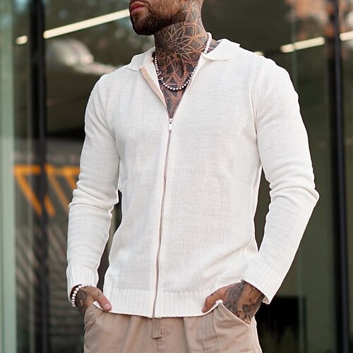 Men's Cardigan Sweater Ribbed Knit Cropped Knitted Solid Color V Neck Basic Stylish Outdoor Daily Fall Winter White S M L / Cotton / Long Sleeve / Long Sleeve / Weekend
Men's Cardigan Sweater Ribbed Knit Cropped Knitted Solid Color V Neck Basic Stylish Outdoor Daily Fall Winter White S M L / Cotton / Long Sleeve / Long Sleeve / Weekend