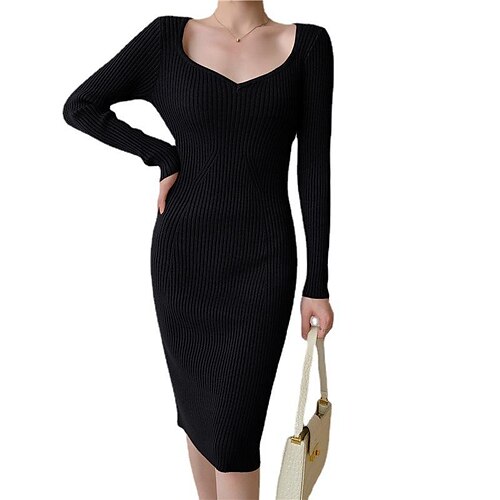 Women's Sweater Dress Winter Dress Knit Dress caramel Gray Black Long Sleeve Pure Color Patchwork Knit Winter Fall V Neck Elegant Mature 2022 One-Size Winter Dress
Women's Sweater Dress Winter Dress Knit Dress caramel Gray Black Long Sleeve Pure Color Patchwork Knit Winter Fall V Neck Elegant Mature 2022 One-Size Winter Dress