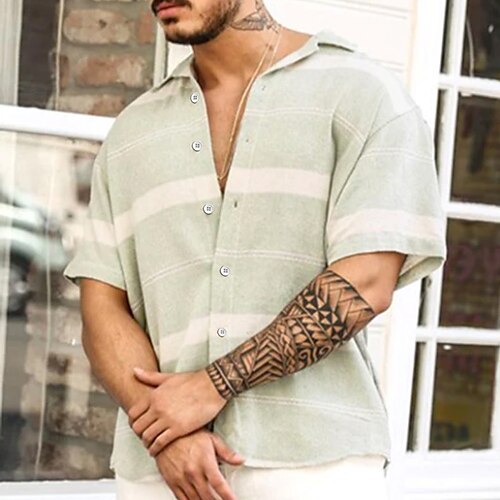 Men's Shirt Striped Turndown Street Casual Button-Down Short Sleeve Tops Casual Fashion Breathable Green / Summer
Men's Shirt Striped Turndown Street Casual Button-Down Short Sleeve Tops Casual Fashion Breathable Green / Summer