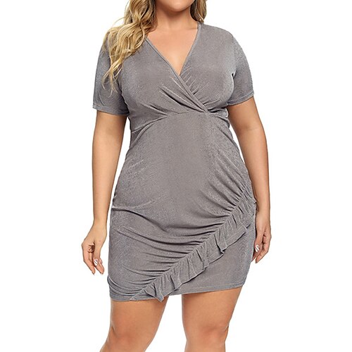 Mulheres Vestido da bainha Cinzento Manga Curta Frufru Verão Decote V 2022 S M L XL
Mulheres Vestido da bainha Cinzento Manga Curta Frufru Verão Decote V 2022 S M L XL