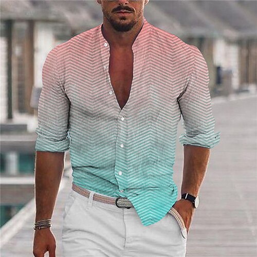 Men's Shirt Summer Hawaiian Shirt Aloha Shirt Gradient Geometry Stand Collar Pink 3D Print Outdoor Street Long Sleeve Button-Down Print Clothing Apparel Fashion Designer Casual Breathable
Men's Shirt Summer Hawaiian Shirt Aloha Shirt Gradient Geometry Stand Collar Pink 3D Print Outdoor Street Long Sleeve Button-Down Print Clothing Apparel Fashion Designer Casual Breathable