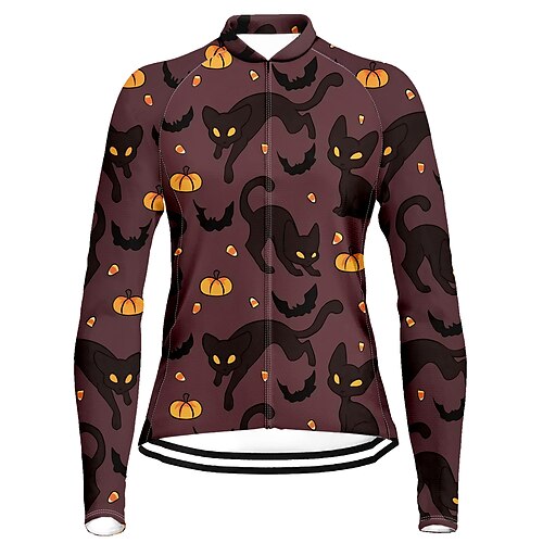 21Grams Women's Cycling Jersey Long Sleeve Bike Top with 3 Rear Pockets Mountain Bike MTB Road Bike Cycling Breathable Quick Dry Moisture Wicking Reflective Strips Brown Cat Halloween Polyester
21Grams Women's Cycling Jersey Long Sleeve Bike Top with 3 Rear Pockets Mountain Bike MTB Road Bike Cycling Breathable Quick Dry Moisture Wicking Reflective Strips Brown Cat Halloween Polyester