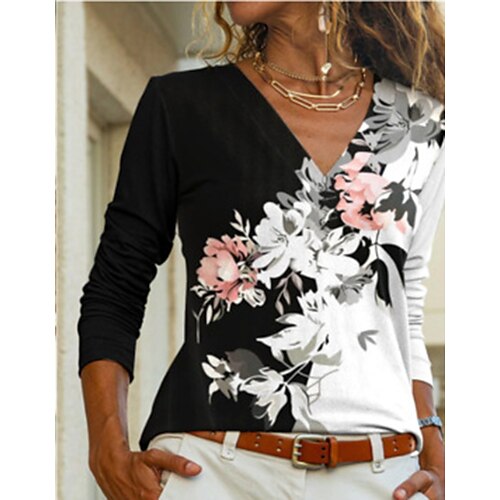 Women's Blouse Shirt Blue White Black Floral Leaves Print Long Sleeve Holiday Weekend Streetwear V Neck Regular Floral S / 3D Print
Women's Blouse Shirt Blue White Black Floral Leaves Print Long Sleeve Holiday Weekend Streetwear V Neck Regular Floral S / 3D Print