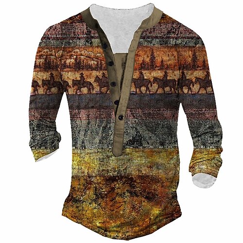 Men's T shirt Tee Henley Shirt Tee Graphic Horse Henley Brown 3D Print Plus Size Outdoor Daily Long Sleeve Button-Down Print Clothing Apparel Basic Designer Ethnic Style Comfortable / Sports
Men's T shirt Tee Henley Shirt Tee Graphic Horse Henley Brown 3D Print Plus Size Outdoor Daily Long Sleeve Button-Down Print Clothing Apparel Basic Designer Ethnic Style Comfortable / Sports