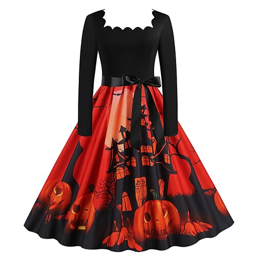 Women's A Line Dress Swing Dress Knee Length Dress Black Yellow Gold Orange Red Long Sleeve Plaid Skull Pumpkin Lace up Print Fall Winter Square Neck Vacation Vintage 2022 S M L XL XXL 3XL
Women's A Line Dress Swing Dress Knee Length Dress Black Yellow Gold Orange Red Long Sleeve Plaid Skull Pumpkin Lace up Print Fall Winter Square Neck Vacation Vintage 2022 S M L XL XXL 3XL
