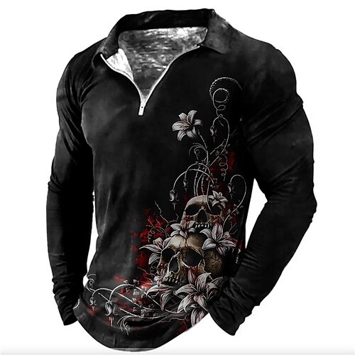 Men's Collar Polo Shirt Golf Shirt Floral Skull Turndown Blue Black 3D Print Halloween Street Long Sleeve Zipper Print Clothing Apparel Fashion Designer Casual Breathable
Men's Collar Polo Shirt Golf Shirt Floral Skull Turndown Blue Black 3D Print Halloween Street Long Sleeve Zipper Print Clothing Apparel Fashion Designer Casual Breathable