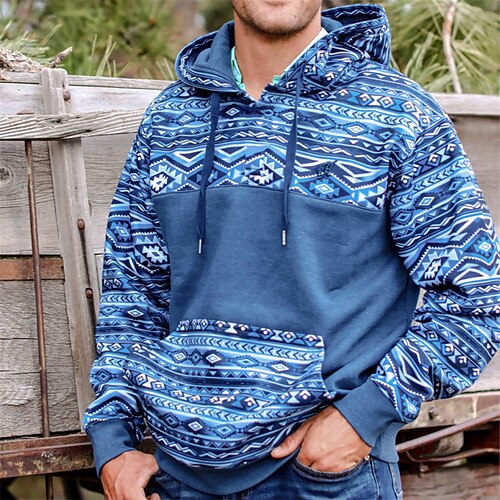 Men's Hoodie Pullover Hooded Geometric Front Pocket Print Daily Holiday Going out Other Prints Streetwear Ethnic Casual Hoodies Sweatshirts Long Sleeve Blue / Winter / Fall / Winter
Men's Hoodie Pullover Hooded Geometric Front Pocket Print Daily Holiday Going out Other Prints Streetwear Ethnic Casual Hoodies Sweatshirts Long Sleeve Blue / Winter / Fall / Winter