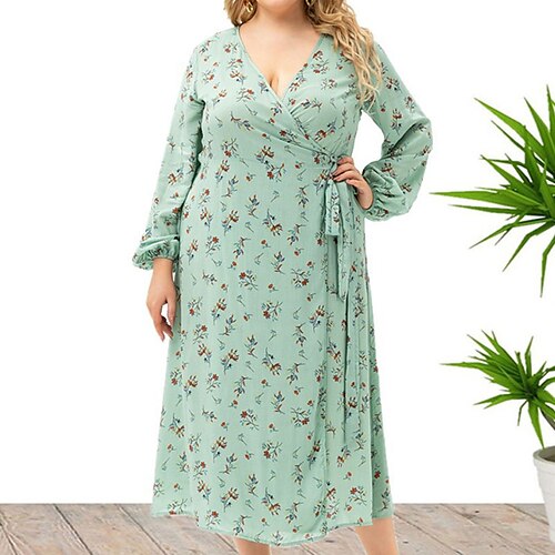 Women's Plus Size Casual Dress Floral V Neck Long Sleeve Fall Winter Casual Midi Dress Causal Daily Dress
Women's Plus Size Casual Dress Floral V Neck Long Sleeve Fall Winter Casual Midi Dress Causal Daily Dress