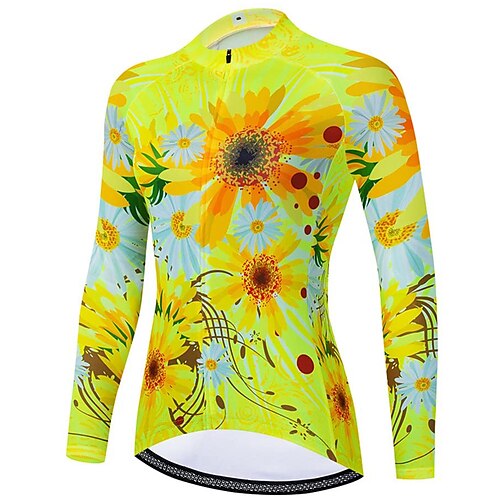 21Grams Women's Cycling Jersey Long Sleeve Bike Top with 3 Rear Pockets Mountain Bike MTB Road Bike Cycling Breathable Quick Dry Moisture Wicking Reflective Strips Yellow Floral Botanical Polyester
21Grams Women's Cycling Jersey Long Sleeve Bike Top with 3 Rear Pockets Mountain Bike MTB Road Bike Cycling Breathable Quick Dry Moisture Wicking Reflective Strips Yellow Floral Botanical Polyester