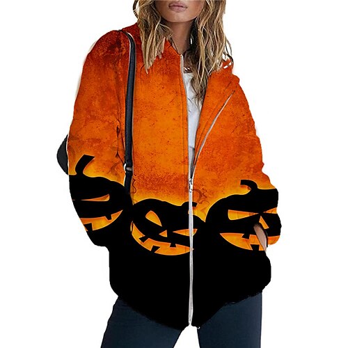 Women's Hoodie Jacket Warm Breathable Outdoor Halloween Daily Wear Going out Zipper Pocket Print Zipper Hoodie Vintage Sports Comfortable Street Style Pumpkin Regular Fit Outerwear Long Sleeve Winter
Women's Hoodie Jacket Warm Breathable Outdoor Halloween Daily Wear Going out Zipper Pocket Print Zipper Hoodie Vintage Sports Comfortable Street Style Pumpkin Regular Fit Outerwear Long Sleeve Winter
