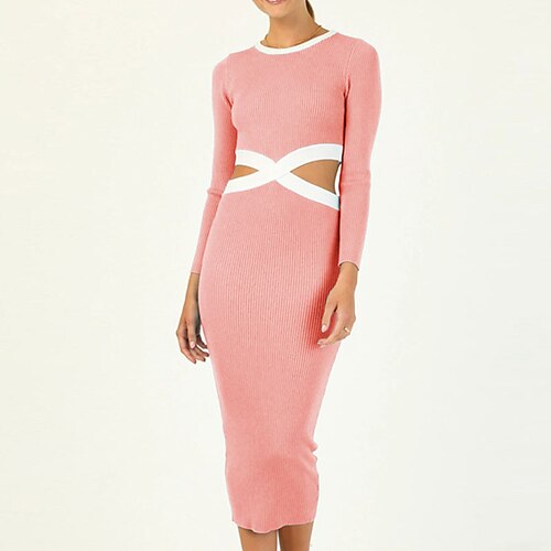 Women's Sweater Dress Bodycon Sheath Dress Midi Dress Black Blue Pink Long Sleeve Color Block Knit Winter Fall Autumn Crew Neck Modern Winter Dress Fall Dress Slim 2022 S M L XL
Women's Sweater Dress Bodycon Sheath Dress Midi Dress Black Blue Pink Long Sleeve Color Block Knit Winter Fall Autumn Crew Neck Modern Winter Dress Fall Dress Slim 2022 S M L XL