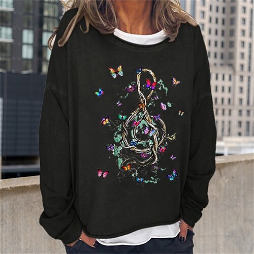 Women's Sweatshirt Pullover Butterfly Musical Notes Print Daily Sports Hot Stamping Active Streetwear Hoodies Sweatshirts Black Blue
Women's Sweatshirt Pullover Butterfly Musical Notes Print Daily Sports Hot Stamping Active Streetwear Hoodies Sweatshirts Black Blue