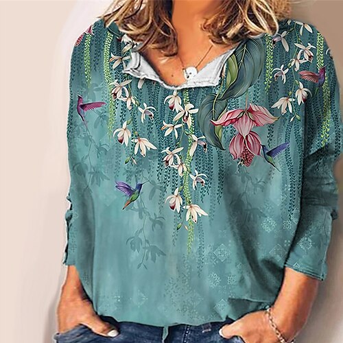 Women's Plus Size Tops Blouse Shirt Floral Print Long Sleeve V Neck Casual Daily Vacation Polyester Fall Winter Blue Navy Blue
Women's Plus Size Tops Blouse Shirt Floral Print Long Sleeve V Neck Casual Daily Vacation Polyester Fall Winter Blue Navy Blue