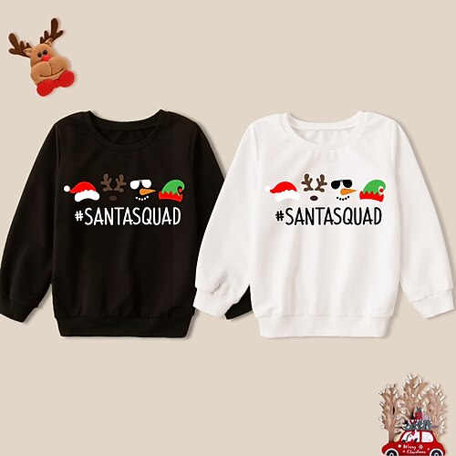 Kids Unisex Christmas Sweatshirt Letter Daily Long Sleeve Crewneck Neutral 3-8 Years Fall Black White
Kids Unisex Christmas Sweatshirt Letter Daily Long Sleeve Crewneck Neutral 3-8 Years Fall Black White