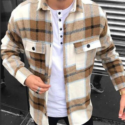 Men's Flannel Shirt Shirt Jacket Shacket Shirt Plaid / Check Turndown Khaki Street Daily Long Sleeve Button-Down Clothing Apparel Basic Fashion Casual Comfortable
Men's Flannel Shirt Shirt Jacket Shacket Shirt Plaid / Check Turndown Khaki Street Daily Long Sleeve Button-Down Clothing Apparel Basic Fashion Casual Comfortable