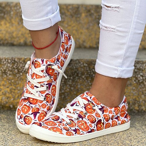 Women's Sneakers Halloween Daily Animal Print Plus Size Lace-up Flat Heel Round Toe Casual Cotton Lace-up Color Block colours Purple Orange
Women's Sneakers Halloween Daily Animal Print Plus Size Lace-up Flat Heel Round Toe Casual Cotton Lace-up Color Block colours Purple Orange