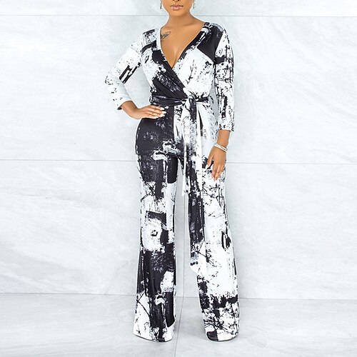 Women's Jumpsuit High Waist Color Block V Neck Streetwear Street Going out Straight Regular Fit Long Sleeve White S M L Fall
Women's Jumpsuit High Waist Color Block V Neck Streetwear Street Going out Straight Regular Fit Long Sleeve White S M L Fall