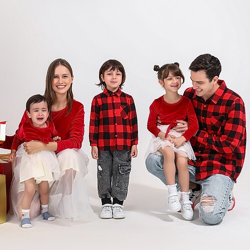 Family Christmas Dresses Shirt Set Plaid Outfit Daily Red Long Sleeve Mom Dad and Me Daily Matching Outfits
Family Christmas Dresses Shirt Set Plaid Outfit Daily Red Long Sleeve Mom Dad and Me Daily Matching Outfits