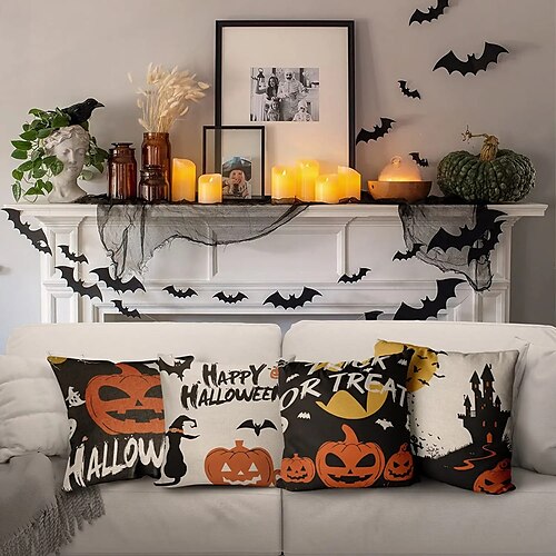 Halloween Double Side Cushion Cover 4PC Soft Decorative Square Throw Pillow Cover Cushion Case Pillowcase for Bedroom Livingroom Superior Quality Machine Washable Indoor Cushion for Sofa Couch Bed Chair Bat Witch Spider
Halloween Double Side Cushion Cover 4PC Soft Decorative Square Throw Pillow Cover Cushion Case Pillowcase for Bedroom Livingroom Superior Quality Machine Washable Indoor Cushion for Sofa Couch Bed Chair Bat Witch Spider