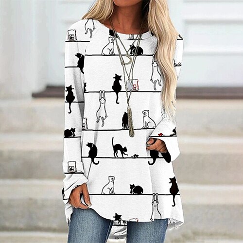 Women's Casual Dress T Shirt Dress Tee Dress Short Mini Dress White Long Sleeve Cat Print Fall Winter Crew Neck Fashion Casual 2022 S M L XL 2XL 3XL / 3D Print
Women's Casual Dress T Shirt Dress Tee Dress Short Mini Dress White Long Sleeve Cat Print Fall Winter Crew Neck Fashion Casual 2022 S M L XL 2XL 3XL / 3D Print