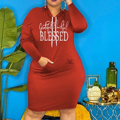 Women's Plus Size Casual Dress Letter Hooded Long Sleeve Fall Winter Casual Knee Length Dress Causal Daily Dress
Women's Plus Size Casual Dress Letter Hooded Long Sleeve Fall Winter Casual Knee Length Dress Causal Daily Dress