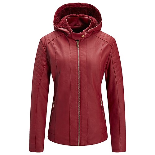Women's Faux Leather Jacket Waterproof Windproof Outdoor Street Daily Vacation Zipper Pocket Zipper Hoodie Chic & Modern Comfortable Street Style Solid Color Regular Fit Outerwear Long Sleeve Winter
Women's Faux Leather Jacket Waterproof Windproof Outdoor Street Daily Vacation Zipper Pocket Zipper Hoodie Chic & Modern Comfortable Street Style Solid Color Regular Fit Outerwear Long Sleeve Winter