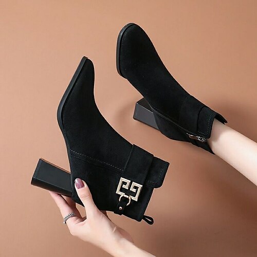 Women's Boots Daily Heel Boots Booties Ankle Boots Winter High Heel Round Toe Casual Synthetics Loafer Solid Colored Black
Women's Boots Daily Heel Boots Booties Ankle Boots Winter High Heel Round Toe Casual Synthetics Loafer Solid Colored Black