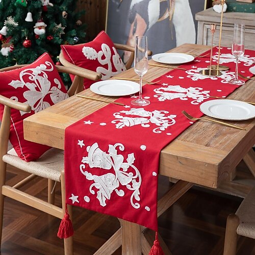 Embroidery Christmas Table Runner with Tassel Snowflake Snowman Cotton Table Runner for Christmas Holiday Kitchen Dining Table Decoration
Embroidery Christmas Table Runner with Tassel Snowflake Snowman Cotton Table Runner for Christmas Holiday Kitchen Dining Table Decoration
