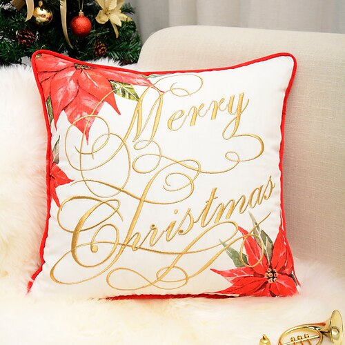 Christmas Pillow Cover Embroidery Square Red Gold Quality Pillow Case for Bedroom Livingroom Cushion Cover Poinsettia Letter
Christmas Pillow Cover Embroidery Square Red Gold Quality Pillow Case for Bedroom Livingroom Cushion Cover Poinsettia Letter